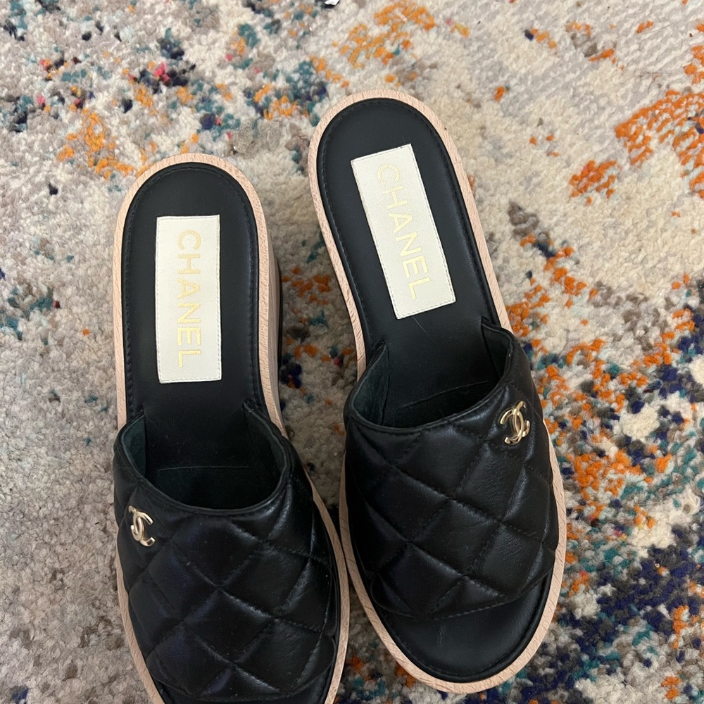 Chanel Black Quilted Women's Slides